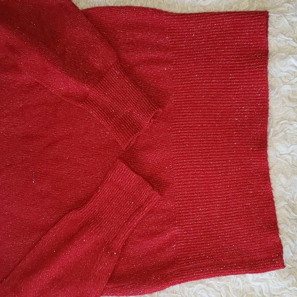 Elle Pullover Red Sweater Silver Sparkles Small - Picture 6 of 12